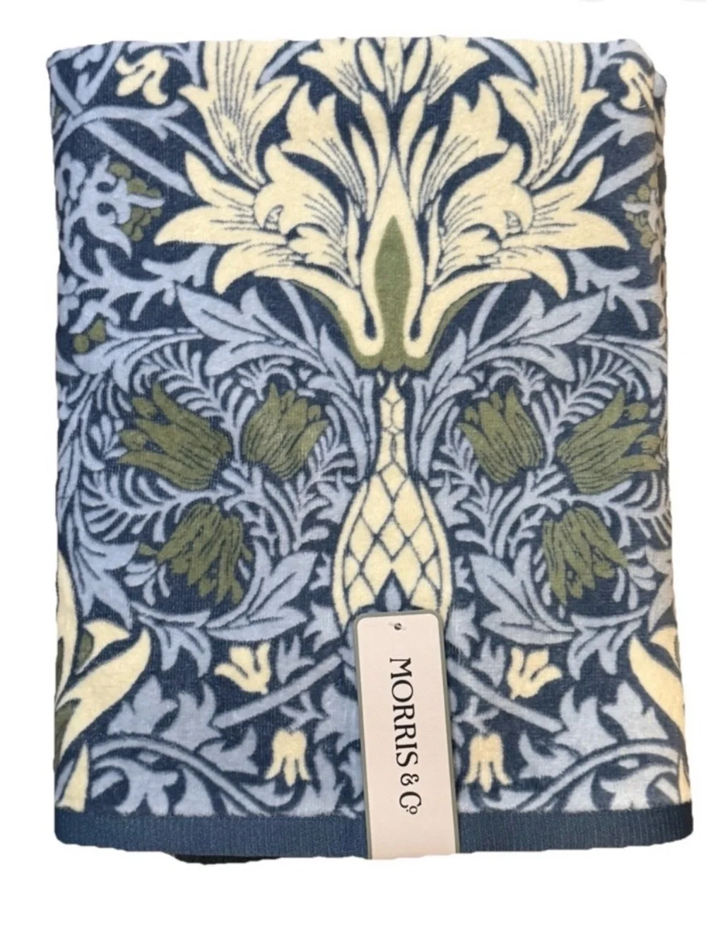 Morris & Co 4pc Bath and Hand Towel Set Arctic  Blue Snakeshead Cotton Velour